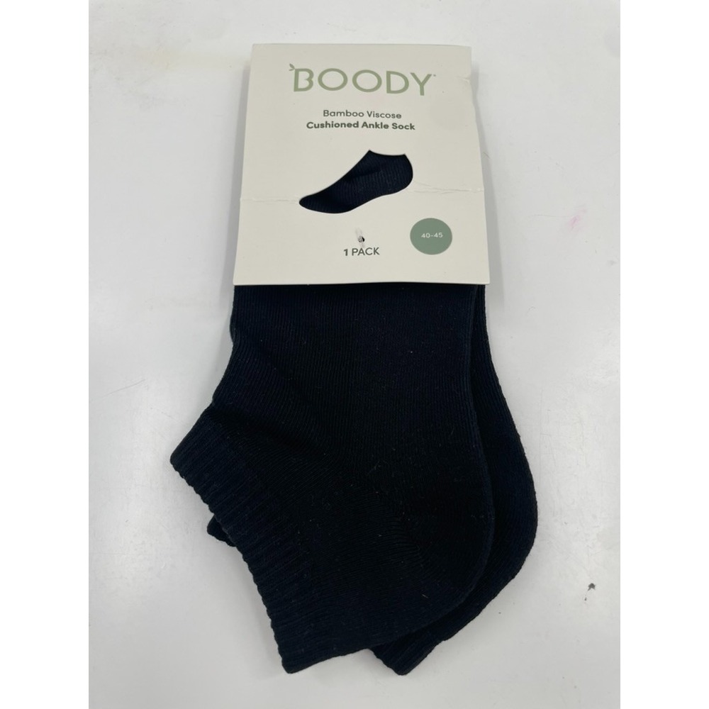 New Boody Bamboo Viscose Cushioned Ankle Sock Mens Black 40-45 Cushioned Comfort